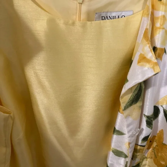 Danillo Women's Floral Midi Dress yellow with floral jacket - Yellow and Green - Picture 7 of 15